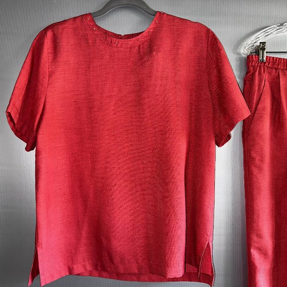 Vintage Patchington 3 pc Set seashell coral pink Jacket Pants Top sz S small - Picture 3 of 15